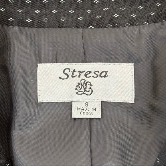 Stresa 2 Piece Classic Suit Pencil Skirt And Blazer Elegant Black White Size 8 - Picture 8 of 14